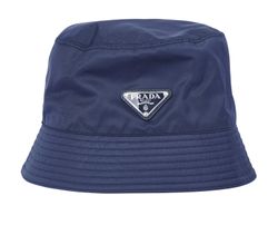 Prada Re Nylon Logo Bucket Hat, Polyamide, Navy, L, Db